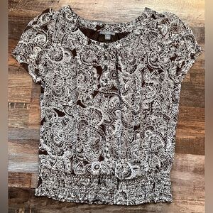 Apt. 9 Brown and White Floral Blouse